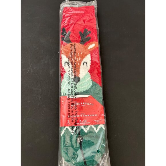 Mens Wondershop Super Soft Crew Socks Reindeer Size 6-12 Cotton Blend Christmas - Picture 10 of 10